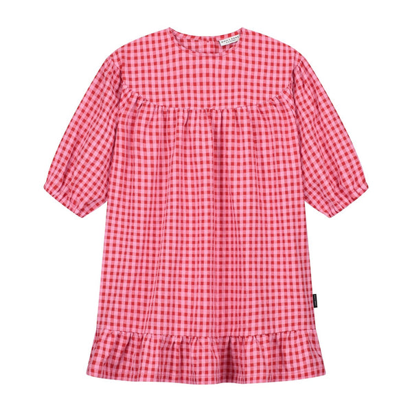 Peachy Checked Dress Sunny Red – stijlvolle en luchtige jurk | Verkrijgbaar bij Little Fashion Addict