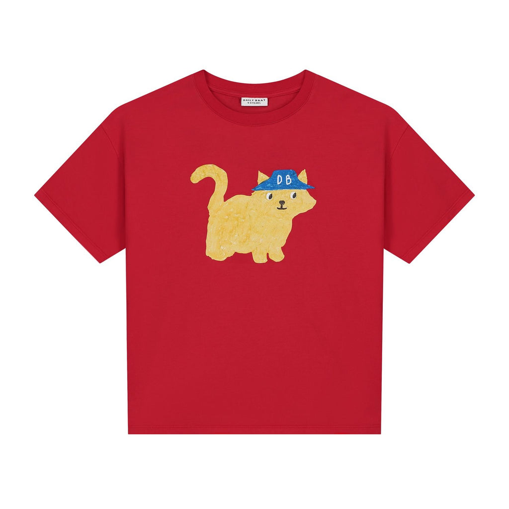 Daily Brat - James Kitty Cat T-shirt | True Red