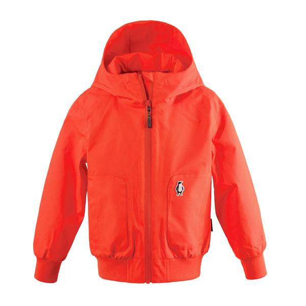 Gosoaky Blue Bird jas in opvallend rood met reflecterende details - Waterdichte meisjesjas Poppin Red van Gosoaky - Verkrijgbaar bij Little Fashion Addict