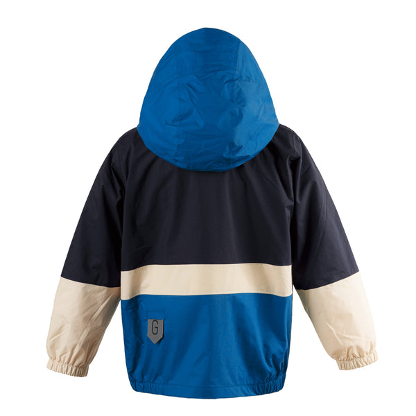 Gosoaky The Lion regenjas voor jongens in blauw met kleurvlakken - Verkrijgbaar bij Little Fashion Addict