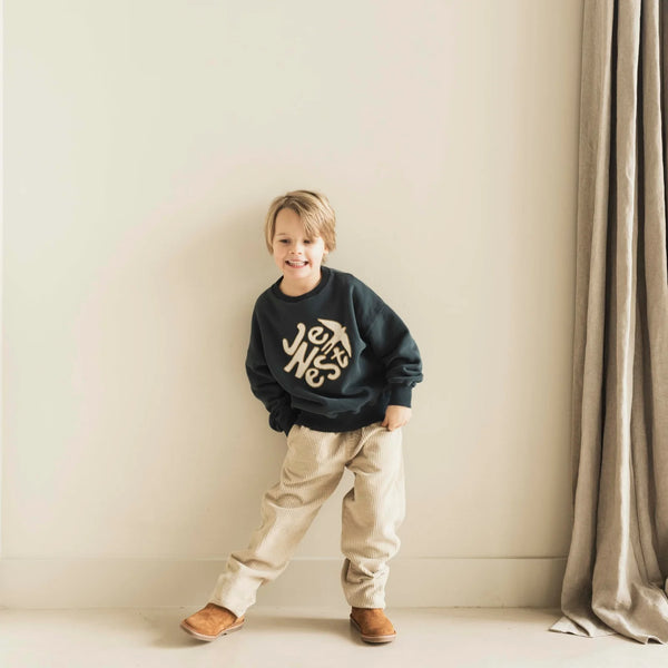 Jenest kindertrui in donkergrijs met vogelprint en ronde hals | Jenest - Bird Sweater Dark Grey | Verkrijgbaar bij Little Fashion Addict