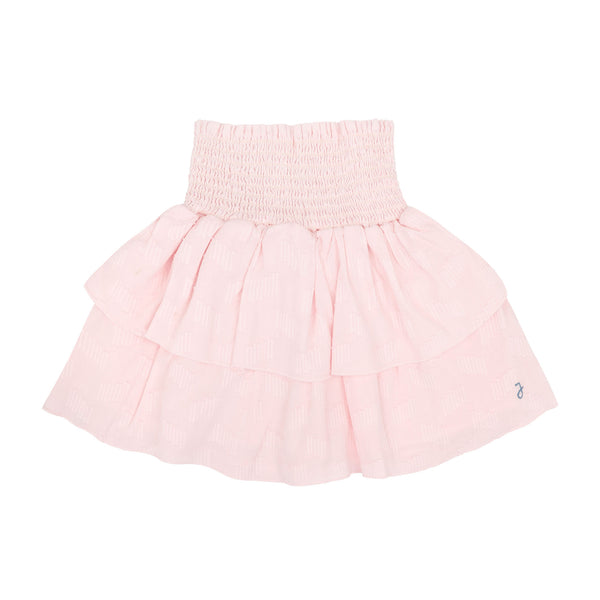 Lichtroze meisjesrok met ruches en elastische tailleband van Jenest | Elle Skirt Dream Rose | verkrijgbaar bij Little Fashion Addict
