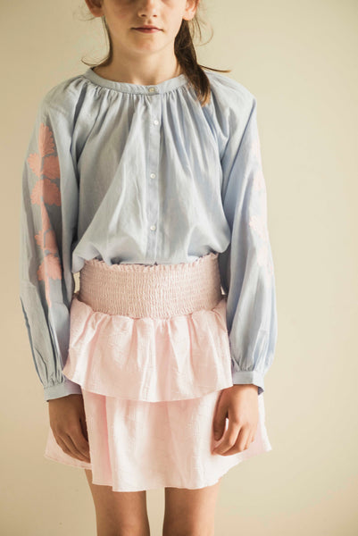 Lichtroze meisjesrok met ruches en elastische tailleband van Jenest | Elle Skirt Dream Rose | verkrijgbaar bij Little Fashion Addict