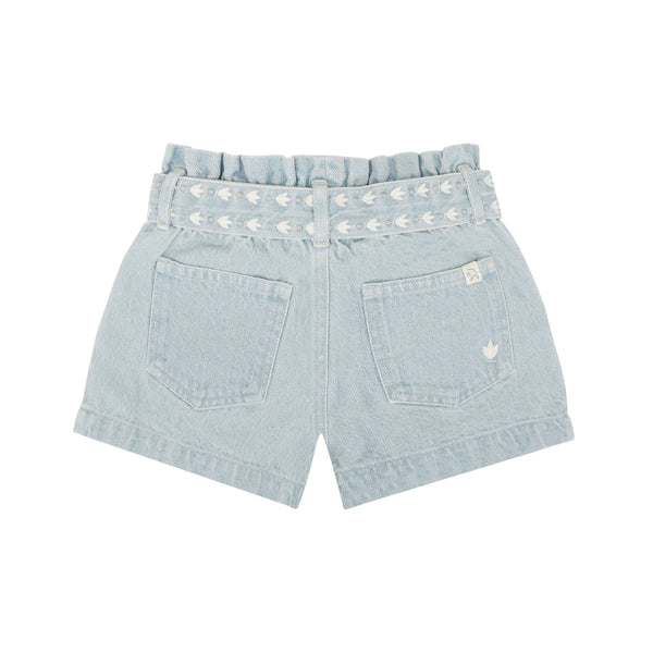 Jenest denim short voor meisjes met licht gewassen look en zwaluwprint | Julie Shorts Light Wash | verkrijgbaar bij Little Fashion Addict
