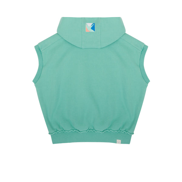 Mouwloze Hoody in het lichtgroen voor jongens en meisjes van Jenest. | Taka Sleevless Hoody Watermelon Green | Verkrijgbaar bij Little Fashion Addict