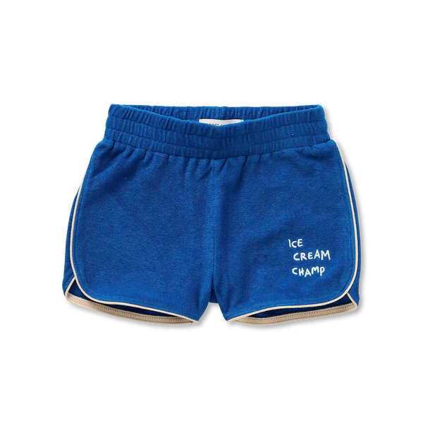 Terry sport short in kobaltblauw voor jongens van Sproet & Sprout | Terry sport shorts bleu uit de Champions League of Fun collectie