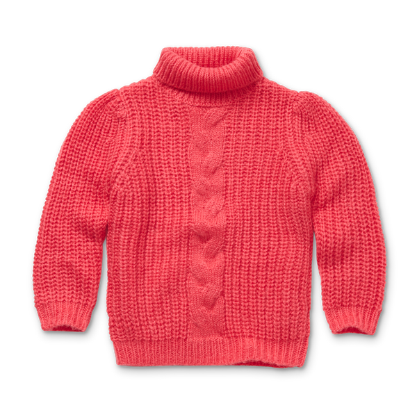 Littlefashionaddict - Sproet & Sprout - AW23 - The Alpine Hut - Cable Sweater Raspberry Pink - in het framboosroze - Voor meisjes - Vanaf 4 tot 10 jaar in stock en verkrijgbaar bij Little Fashion Addict