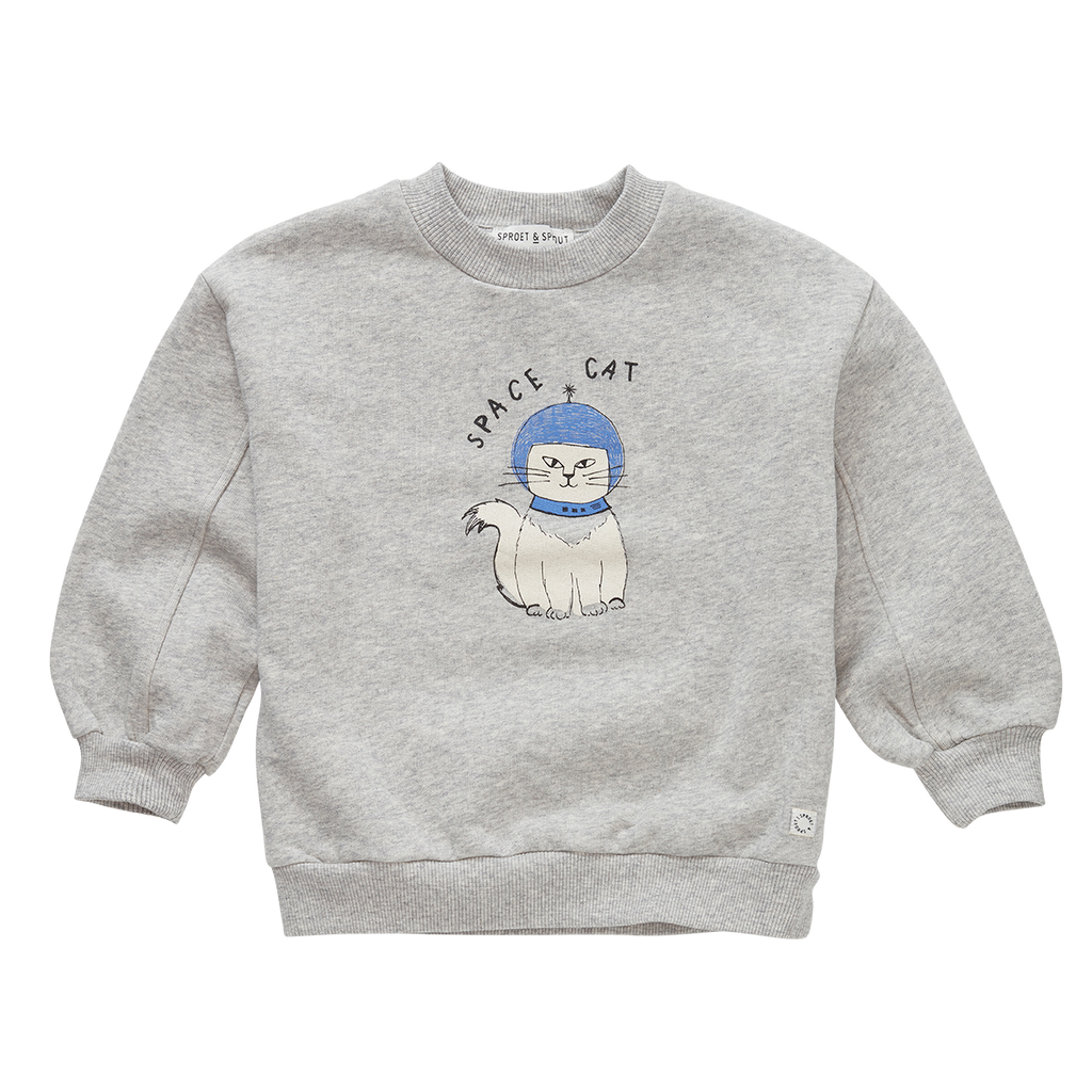 Sproet & Sprout - Sweatshirt Space Cat | Grey Melee