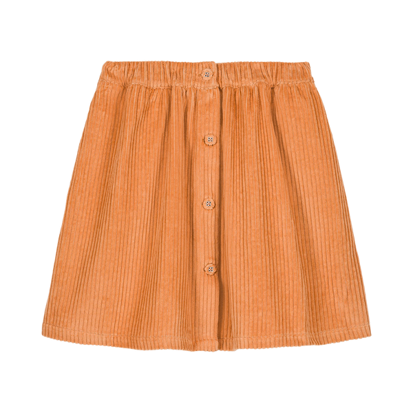 We Are Kids corduroy rok Charlie in oranjetint met knopenrij – duurzame meisjesrok in biologisch katoen | Ontdek We Are Kids bij Little Fashion Addict
