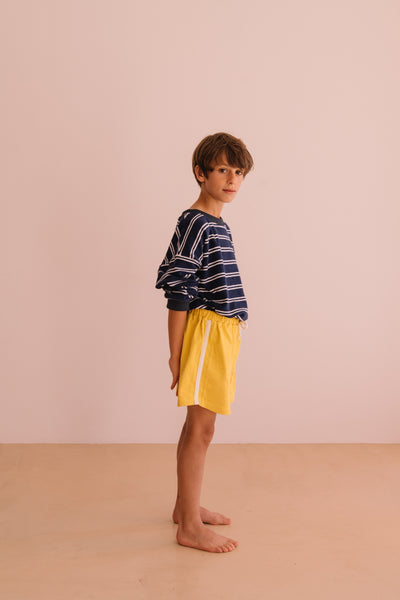 Sweat Nat Navy Stripes | Gestreepte sweater in badstof donkerblauw voor jongens We Are Kids | Verkrijgbaar bij Little Fashion Addict