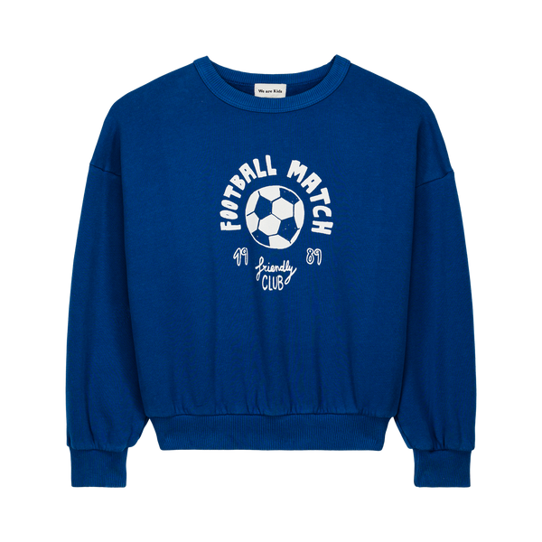 Sweater Tony Football in midnight blue met voetbalprint voor jongens en meisjes van We Are Kids | Ontdek We Are Kids bij Little Fashion Addict