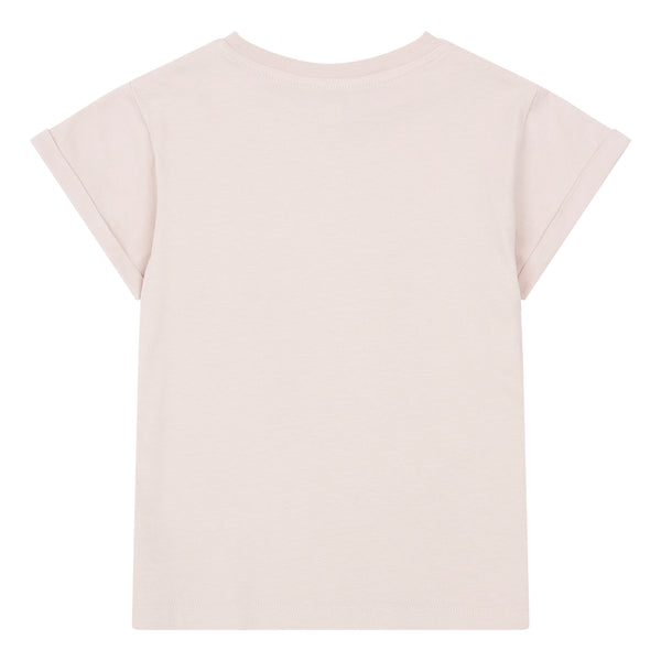 Hundred Pieces - Short-Sleeve Organic T-shirt in het Lichtroze - Meisjesmode - Zomercollectie 2022 - Verkrijgbaar bij Littlefashionaddict.com
