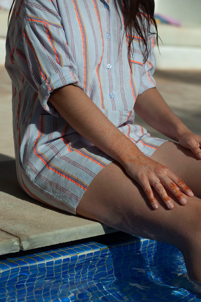 Little Fashion Addict - INDEE - Lusaka Jumpsuit Iceberg Blue (lichtblauw met strepen) - Belgisch modemerk voor tieners