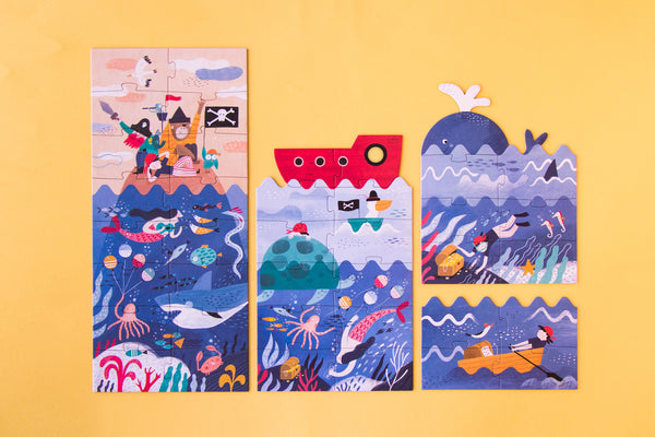 Londji  Kinderpuzzel - Set van 4 puzzels - Discover The Treasure - Voor kids vanaf 3 jaar - Verkrijgbaar bij Littlefashionaddict.com