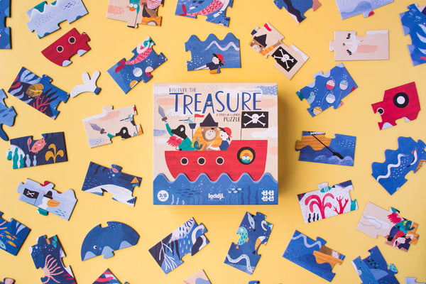 Londji  Kinderpuzzel - Set van 4 puzzels - Discover The Treasure - Voor kids vanaf 3 jaar - Verkrijgbaar bij Littlefashionaddict.com
