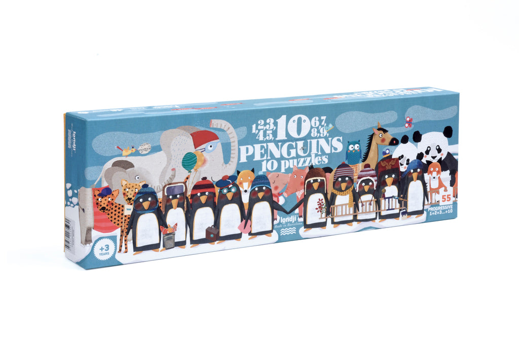 Londji - Set van 10 Puzzels | 10 Penguins
