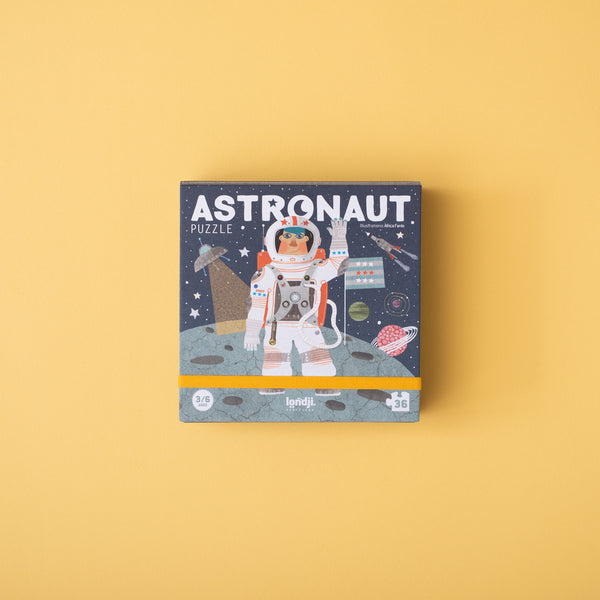 Londji Kinderpuzzel - Pocket Puzzel 36 stukken - Astronaut - Voor kids vanaf 3 jaar - Verkrijgbaar bij Littlefashionaddict.com