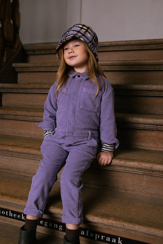 Littlefashionaddict - Sproet & Sprout - AW22 - Boucle check Bucket Hat (geruit hoedje) - Kleur: Ice Purple - Voor meisjes - Meisjesmode - Vanaf 4 tot 10 jaar in stock en verkrijgbaar bij Little Fashion Addict