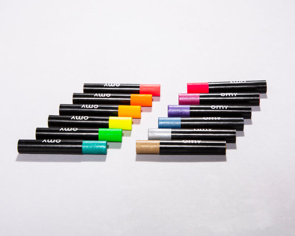 Omy - Set van 12 wasco krijtjes Neon en metallic kleuren - Verkrijgbaar bij littlefashionaddict.com