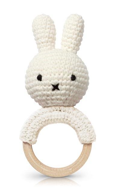 Just Dutch - Handgemaakte bijtring van Nijntje met belletje - wit