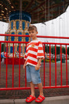 striped t-shirt lenny lion van Daily Brat | Jongens t-shirt met streepjes en leeuwenprint | Verkrijgbaar bij Little Fashion Addict