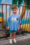 smize cream t-shirt marine Daily Brat – comfortabele basic t-shirt voor jongens en meisjes met speelse print | Verkrijgbaar bij Little Fashion Addict
