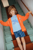 Tiago Bird T-shirt Mist van Wander & Wonder in lichtblauw met Tiago vogelprint. Unisex T-shirt voor jongens en meisjes. | Verkrijgbaar bij Little Fashion Addict