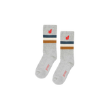 Jenest J Sport Socks Grey Melange – grijze sportsokken voor jongens met retro strepen | Little Fashion Addict