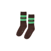 Jenest Sport Socks Fondant Brown – bruine kindersokken met groene retrostrepen | Little Fashion Addict