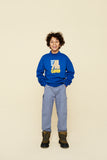 Blauwe Elliot Sweater met fluffy tekst voor jongens van A Monday in Copenhagen | Verkrijgbaar voor jongens van 4 tot 12 jaar bij Little Fashion Addict