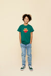 T-shirt voor jongens 'Funtastic' in het donkergroen van A Monday in Copenhagen - Verkrijgbaar bij Littlefashionaddict.com