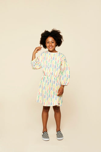 Sweatjurk 'Anna Dress' voor meisjes met stijlvolle strepen van A Monday in Copenhagen | Verkrijgbaar bij Little Fashion Addict
