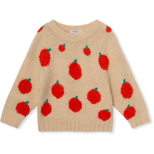 Littlefashionaddict - A Monday in Copenhagen - AW23 - The Food School - Dio Sweater Crème Brulée - Gebreide trui voor meisjes - Vanaf 4 tot 12 jaar in stock en verkrijgbaar bij Little Fashion Addict