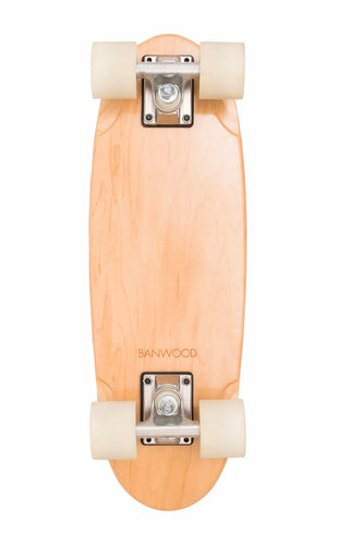 Banwood Skateboard - Natuurkleurig skateboard met donkerblauwe strepen voor kinderen vanaf 3 jaar - Verkrijgbaar bij Littlefashionaddict.com