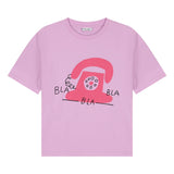 Daily Brat Bla Bla Bla T-shirt roze met telefoonprint voor meisjes | Daily Brat Bla Bla Bla T-shirt Sunny Violet - Verkrijgbaar bij Little Fashion Addic