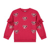 Donkerroze meisjessweater met glinsterende strikjes van Daily Brat – City Notes Collectie | Ontdek Daily Brat bij Little Fashion Addict