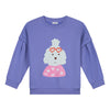 Lichtpaarse meisjessweater Mary Puppins met poedelprint en hartjesbril van Daily Brat – City Notes collectie | Ontdek Daily Brat bij Little Fashion Addict