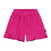 Daily Brat fuchsia badstof short met ruffles voor meisjes | Daily Brat Lalaloveletter short smoothie - Verkrijgbaar bij Little Fashion Addict