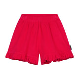 Daily Brat framboosroze short in badstof ruffle zoom en elastische taille | Sally Shorts Love Potion - Verkrijgbaar bij Little Fashion Addict