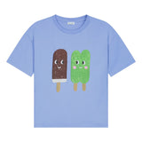 Daily Brat Ice Cream Club T-shirt blauw met ijsjesprint voor jongens | Daily Brat Ice Cream Club T-shirt Blue - Verkrijgbaar bij Little Fashion Addict