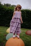 Daily Brat paars tetra kleedje met ruffles voor meisjes | Daily Brat Dolly Ruffle Dress Lilavender - Verkrijgbaar bij Little Fashion Addict