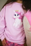Roze Starbust Sweater met unicorn voor meisjes van Daily Brat | Verkrijgbaar bij Little Fashion Addict