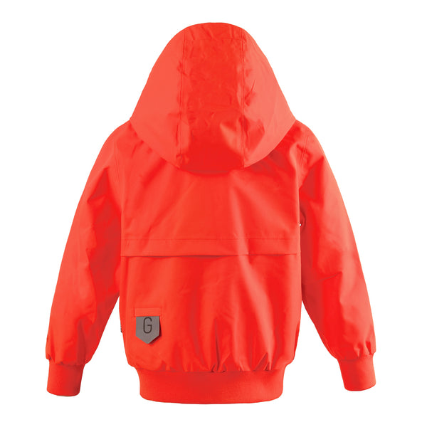 Gosoaky Blue Bird jas in opvallend rood met reflecterende details - Waterdichte meisjesjas Poppin Red van Gosoaky - Verkrijgbaar bij Little Fashion Addict