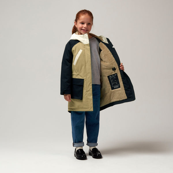 Gosoaky Fast Camel winterjas in Grey Green Multi met verstelbare taille en kleurblokken | Ontdek Gosoaky bij Little Fashion Addict