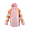 Roaring Mouse regenjas van Gosoaky | Mary's Rose Pink regenjas voor kinderen, waterdicht en voorzien van speelse gestreepte mouwen. | Verkrijgbaar bij Little Fashion Addict