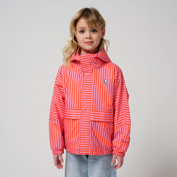 Gosoaky The Lion regenjas meisjes rood roze gestreept | Gosoaky The Lion Candy Stripes - Verkrijgbaar bij Little Fashion Addict