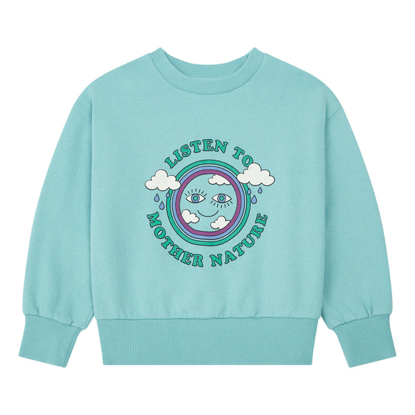 Hundred Pieces - Meisjessweater - Organic Cotton Crewneck Sweatshirt - Kleur: Sage - Verkrijgbaar bij Littlefashionaddict.com