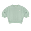 Ballon Sweater Sage Green van Jenest - Lichtgroene balloon meisjessweater | Ontdek Jenest bij Little Fashion Addict