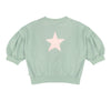 Ballon Sweater Sage Green van Jenest - Lichtgroene balloon meisjessweater | Ontdek Jenest bij Little Fashion Addict