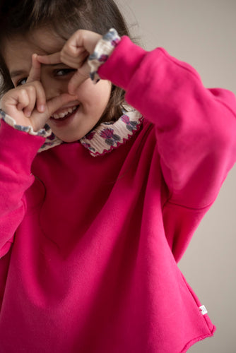 Jenest Billie Sweater Raspberry Pink – framboosroze sweater voor meisjes | Verkrijgbaar bij Little Fashion Addict